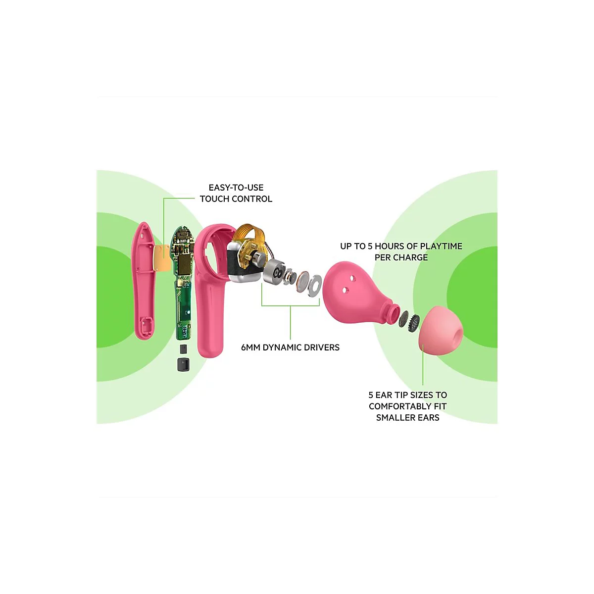 Belkin SoundForm Nano for Kids - True Wireless-Kopfhörer mit Mikrofon - im Ohr - Bluetooth - pink