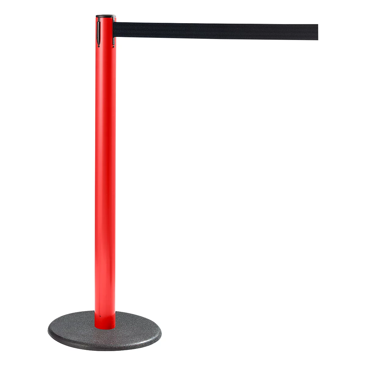 Red stanchion with black band. The base is gray.