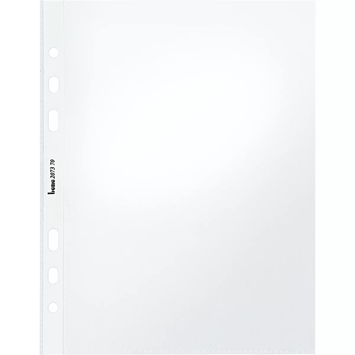 Transparent document sleeve with holes and the imprint "bune 2073 70".