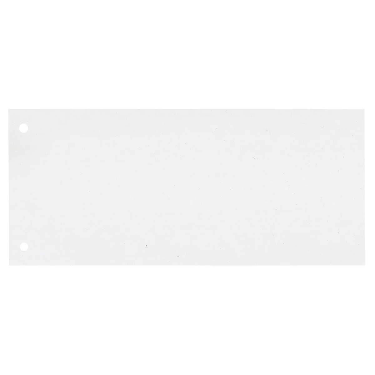 White rectangular sheet with two holes at the top left and bottom left.