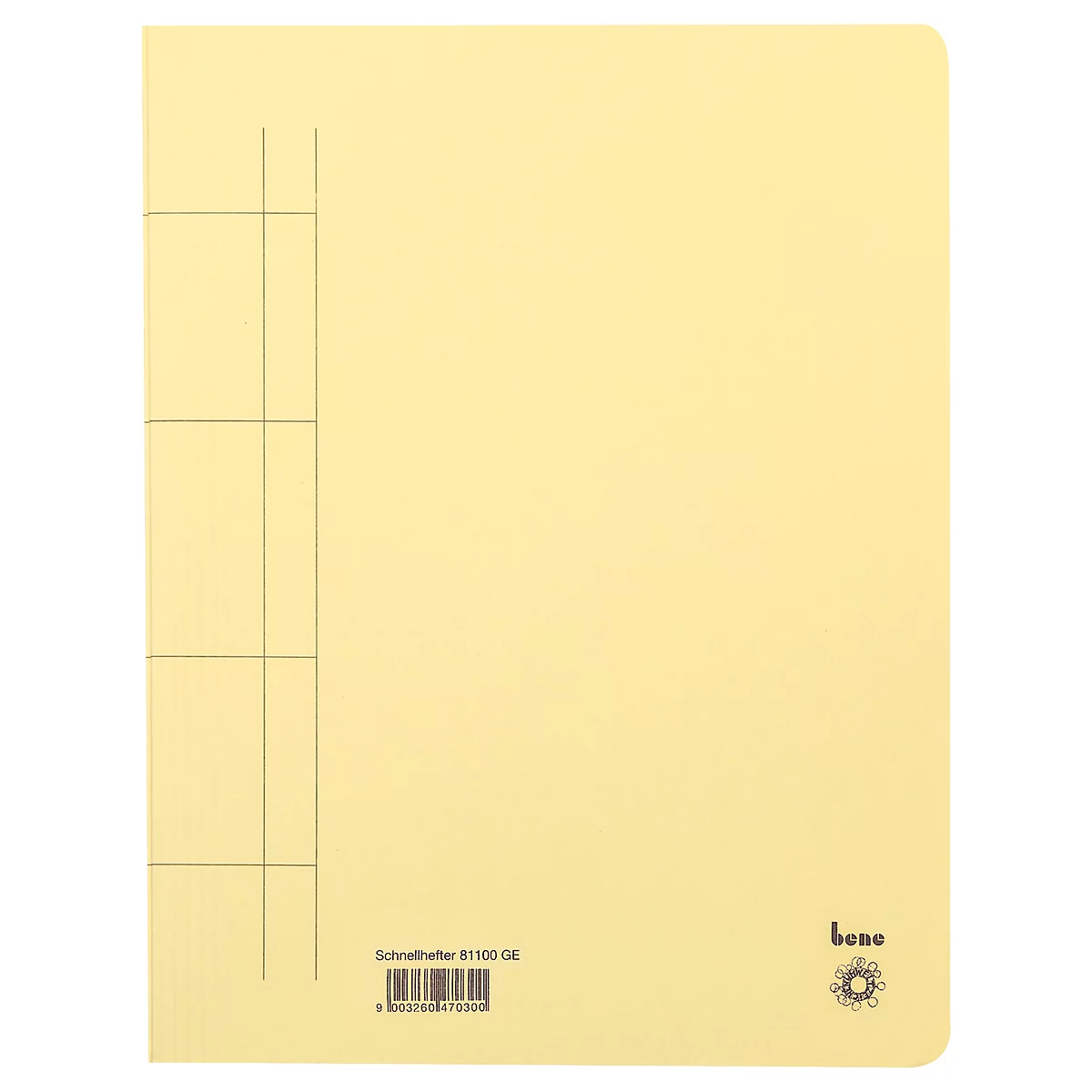 Yellow file folder with black lines and prints.