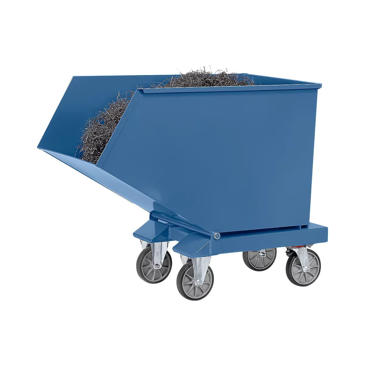 Benne 4702, 450 L, bleu RAL 5007, avec robinet et tamis