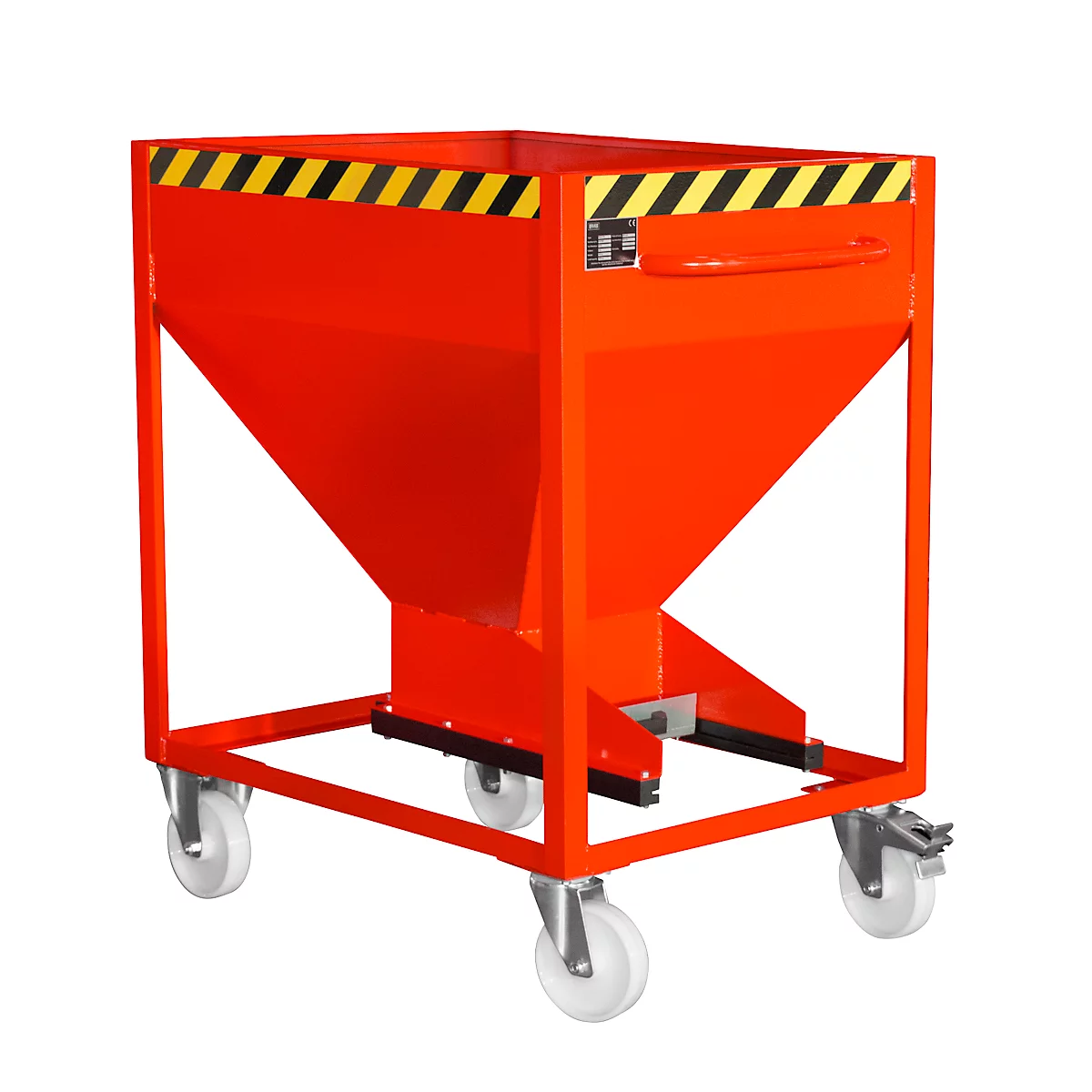 Benne basculante SR-D 375, charge max. 375 kg, avec roulettes et fermeture à glissière, L 780 x H 1230 mm, acier, rouge flamme RAL 3000