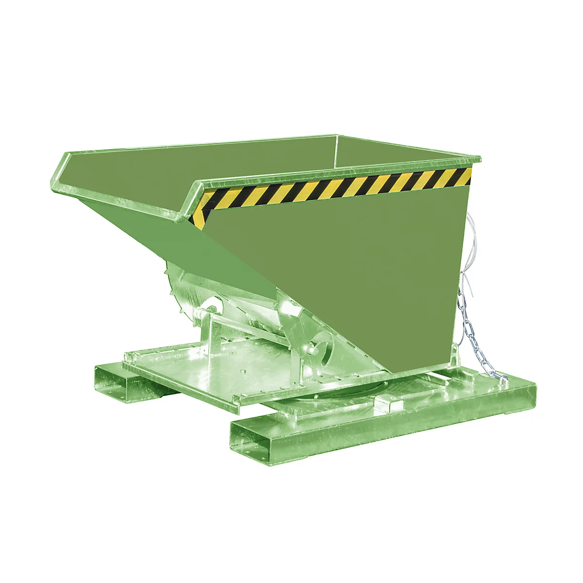 Benne basculante type 3S 300 pour gerbeur, capacité de charge 750 kg, avec bascule sur 3 côtés, vert RAL 6011