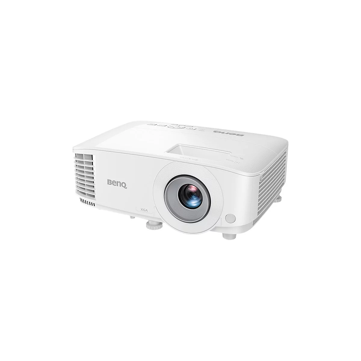 Weißer BenQ XGA-Projektor mit Fokus- und Zoomring an der Vorderseite.