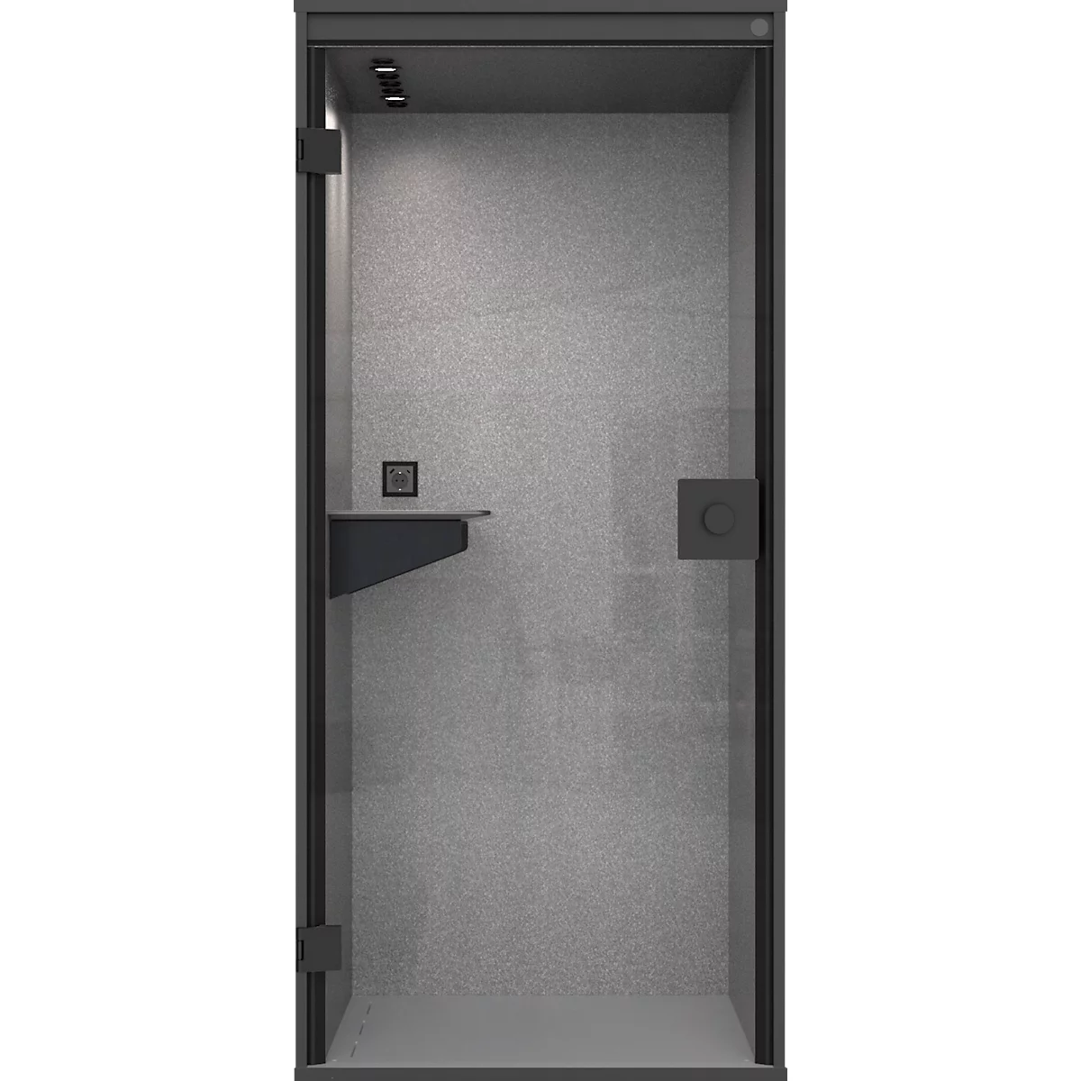Berlin Acoustics Focus Cabine téléphonique, pour une personne, double paroi absorbant le son, éclairage LED, ventilée, noire