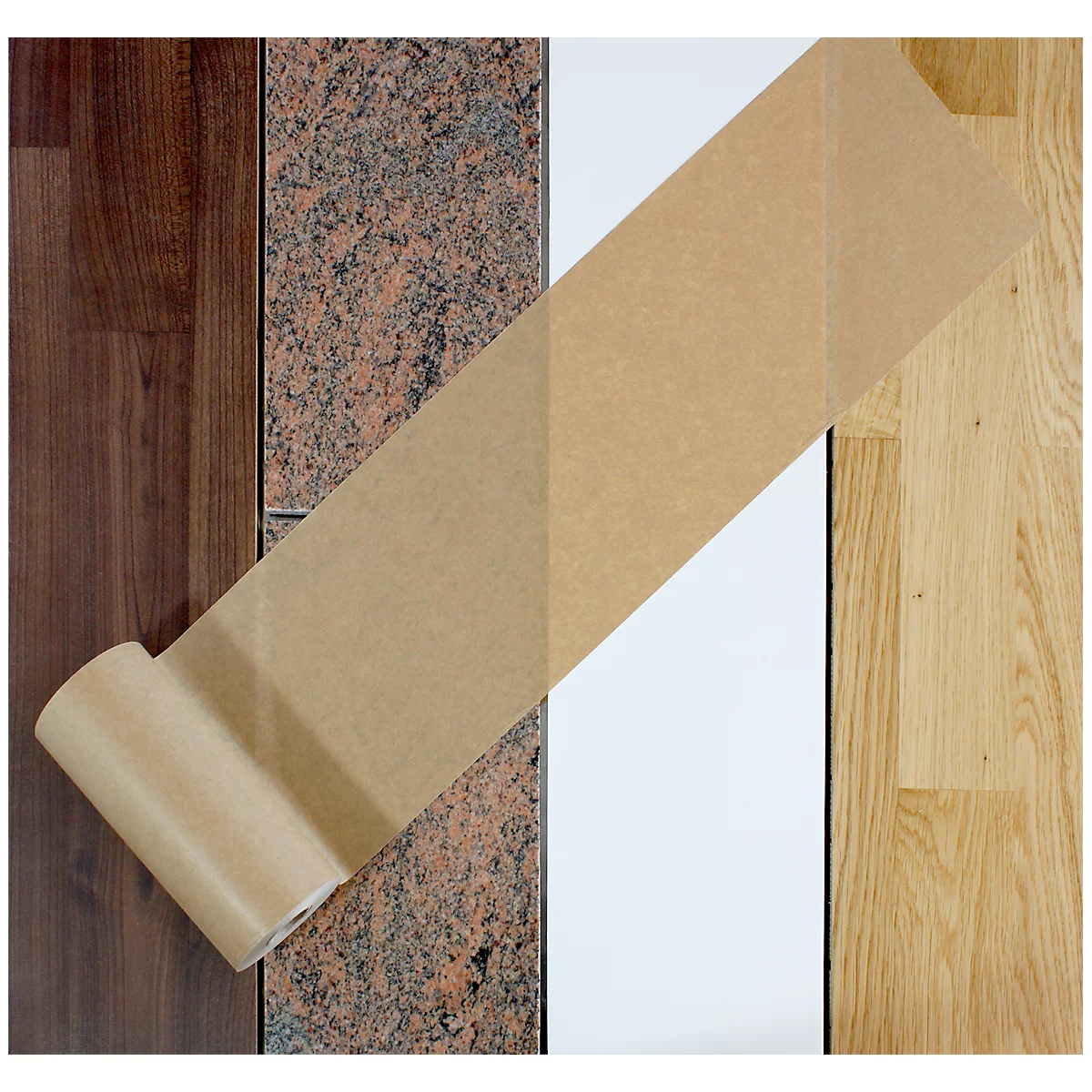 Beschermend papier, zelfklevend, 50 g/m², L 50 m x B 75 mm, bruin
