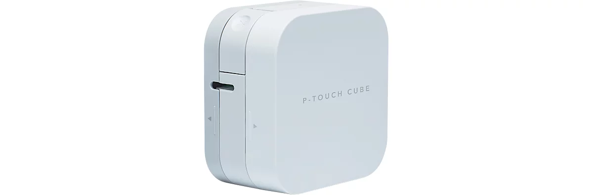 Beschriftungsgerät Brother P-touch Cube, Bluetooth, iOS/Android, 20 mm/Sek., für 3,5/6/9/12 mm Etiketten, inkl. 12 mm TZe-Band, B 112 x T 61 x H 115 mm, weiß