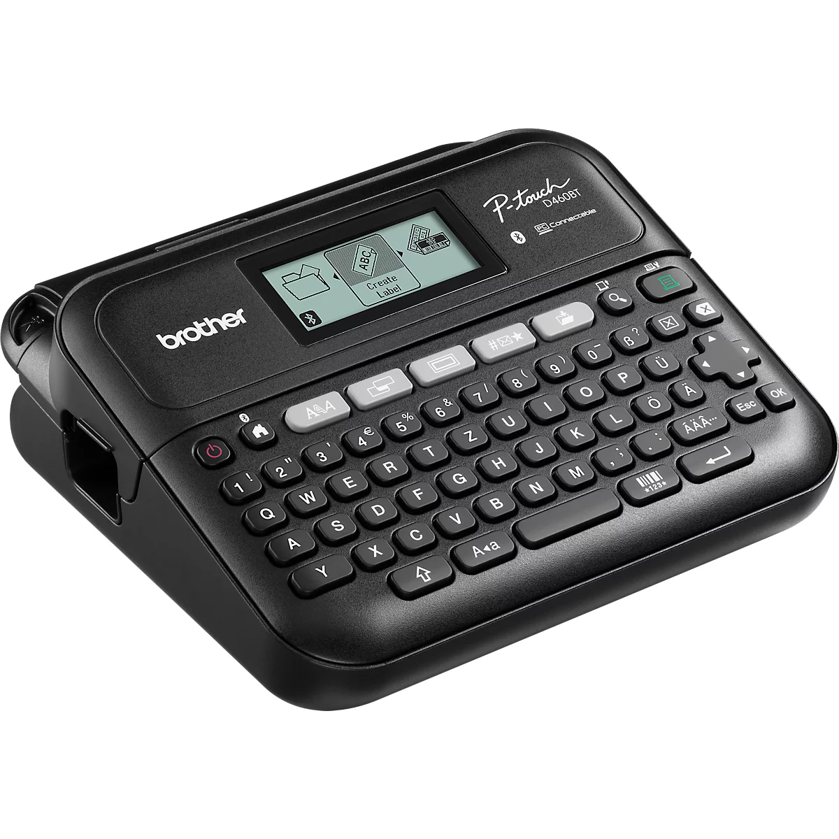 Beschriftungsgerät Brother PT-D460BTVP, Thermotransfer, für 3,5-18 mm breite TZe Schriftbänder, 30 mm/Sek., USB/Bluetooth, Zubehör