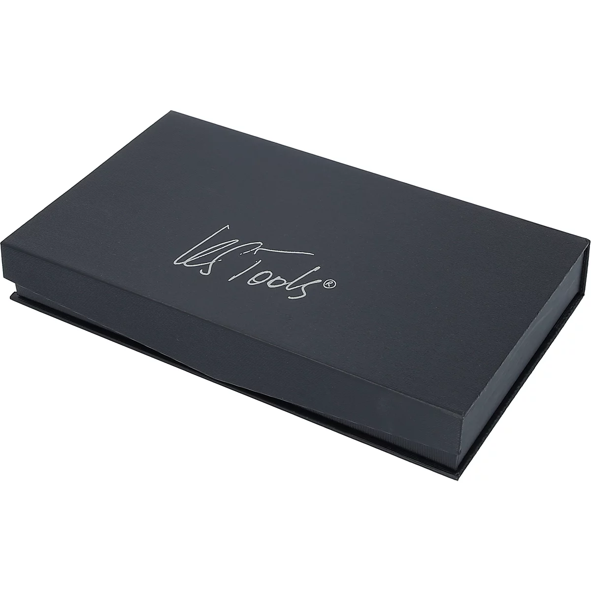 Dunkle Schachtel mit Schriftzug 'VS Tools'. Die Schachtel hat eine rechteckige Form.