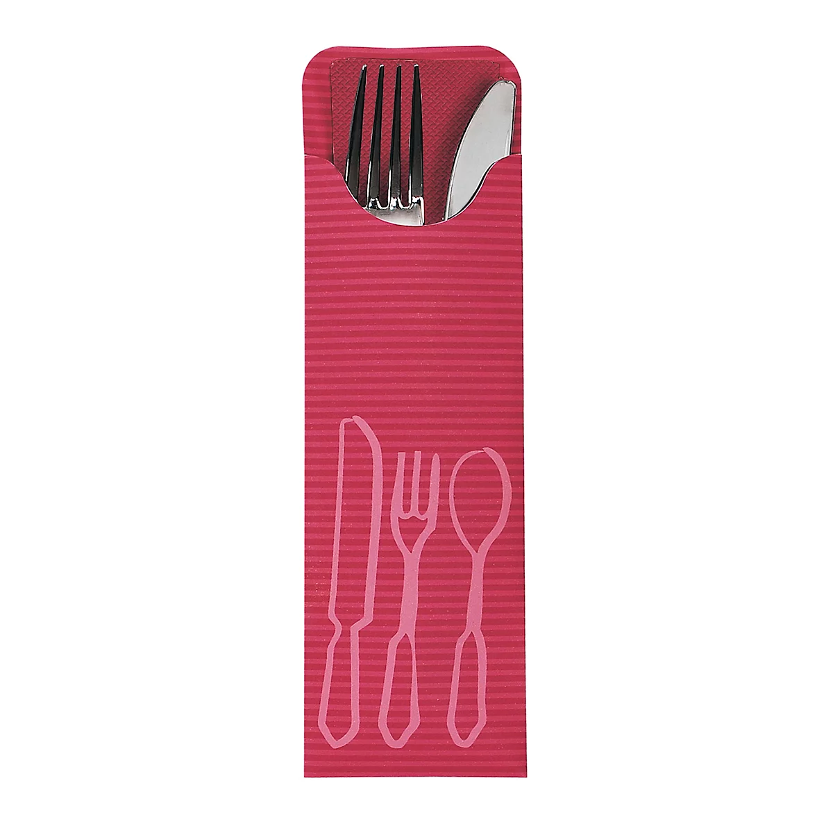 Bestecktaschen Papstar, inkl. farbiger Bistro-Serviette, 5 x 100 Stk., B 73 x H 235 mm, Papier, bordeaux