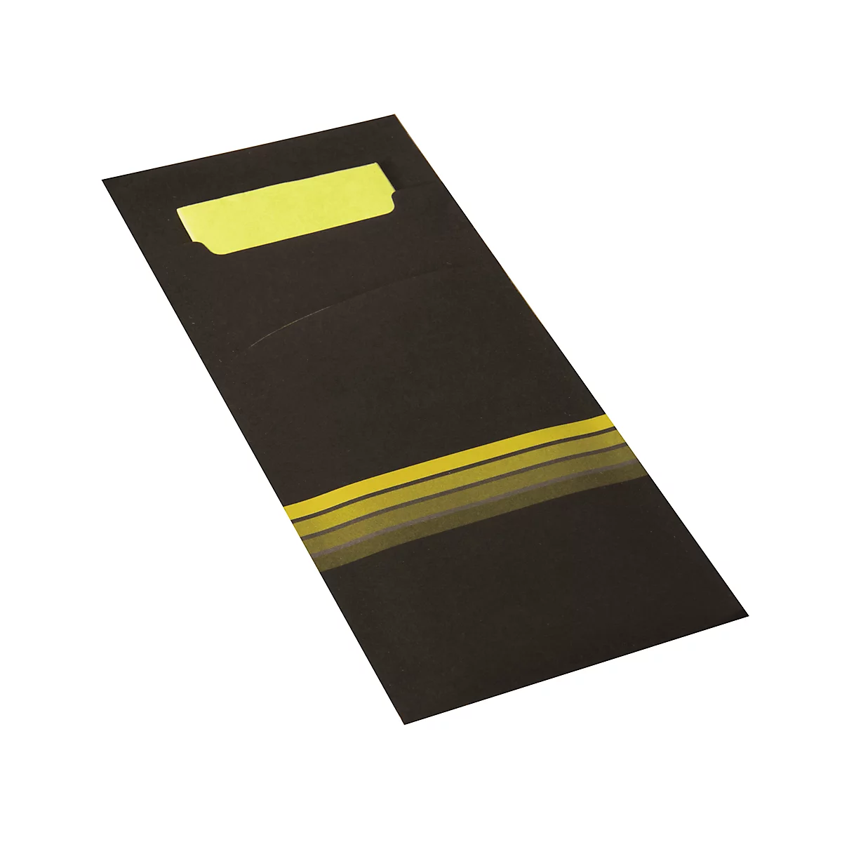 Bestecktaschen Papstar Stripes, inkl. weisser Serviette, 520 Stk., 200 x 85 mm, Papier, schwarz/limone