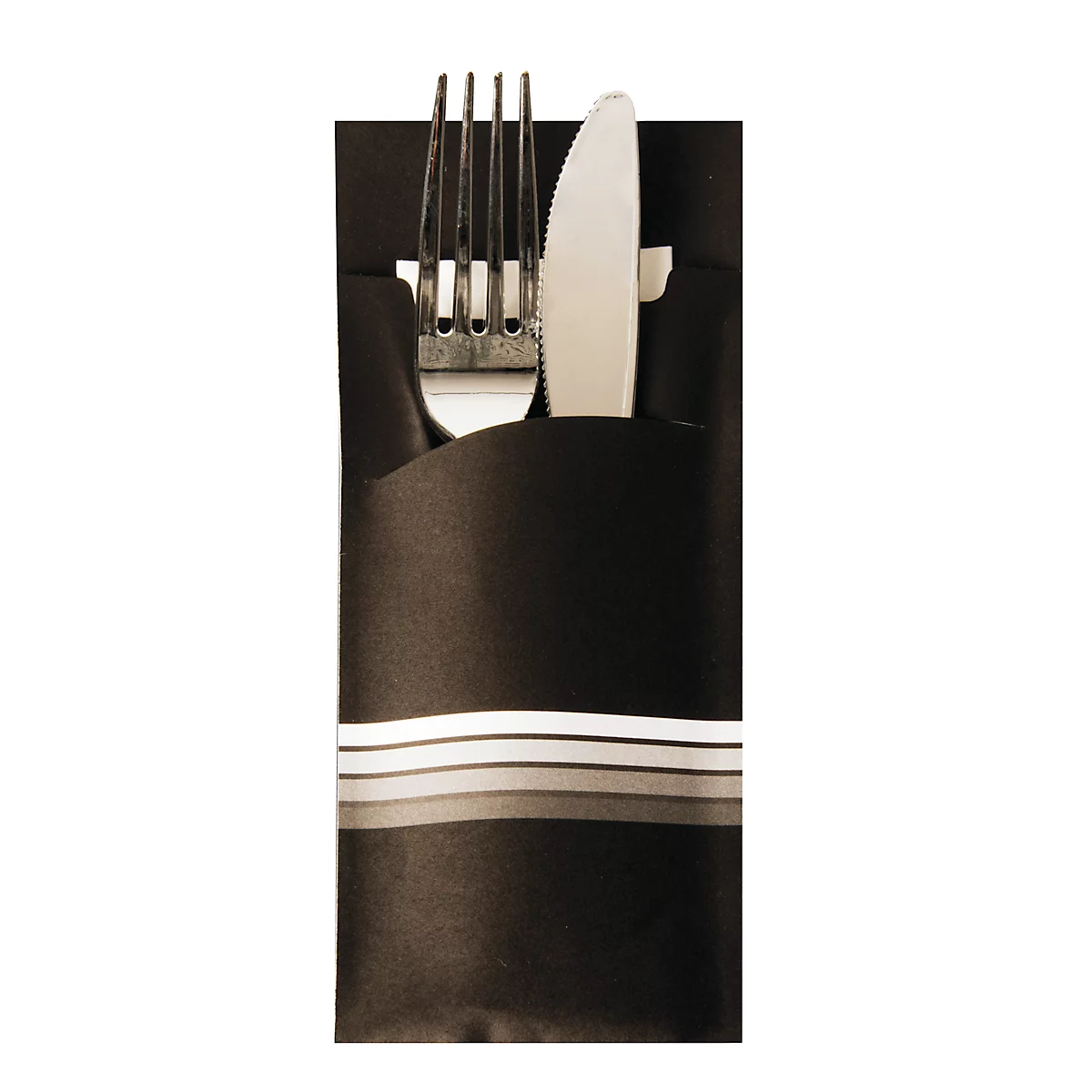 Bestekzakjes Papstar Stripes, incl. wit servet, 520 st, b 85 x h 200 mm, papier, zwart/wit