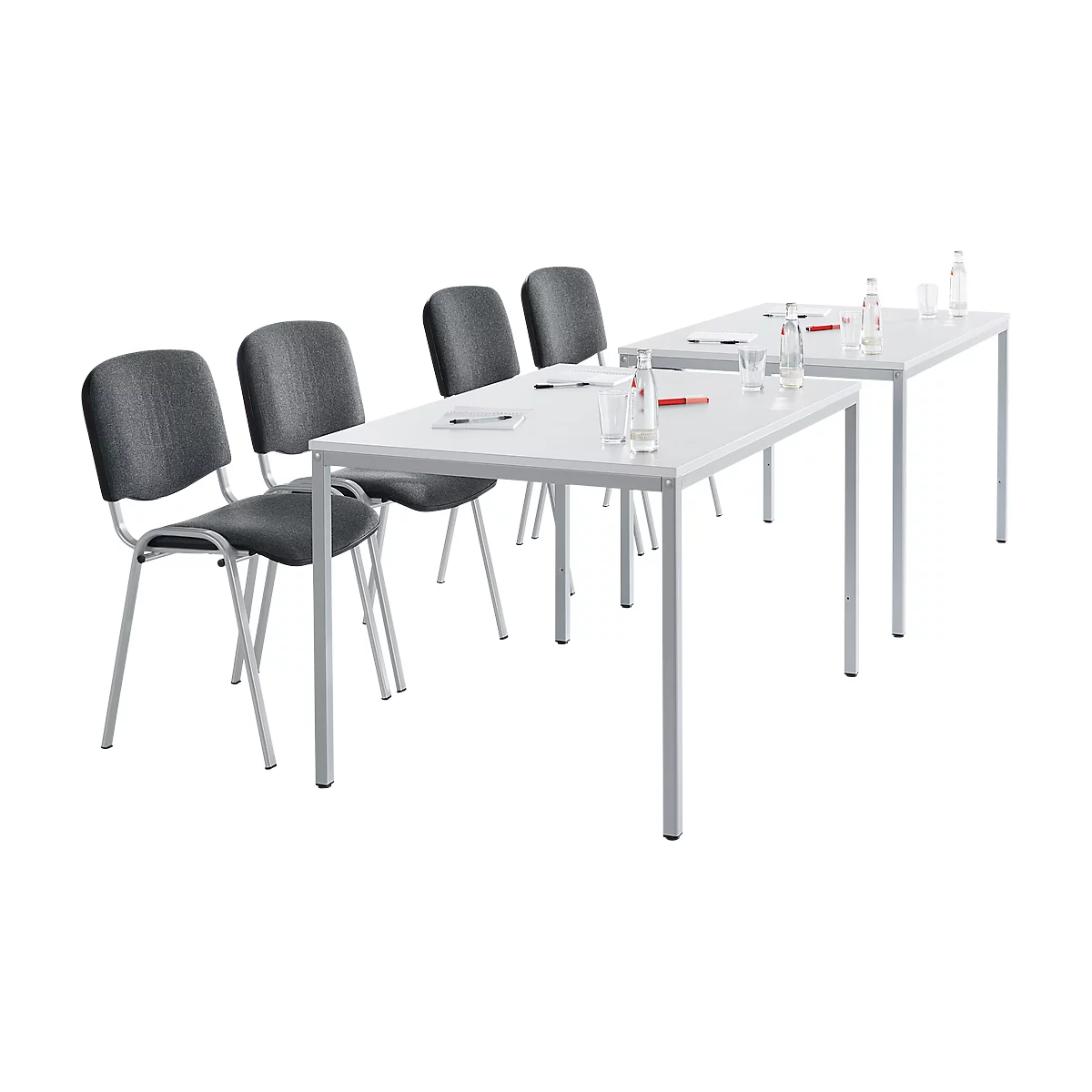 Besucherstuhl ISO Basic – stapelbar - Gestell alusilber - anthrazit
