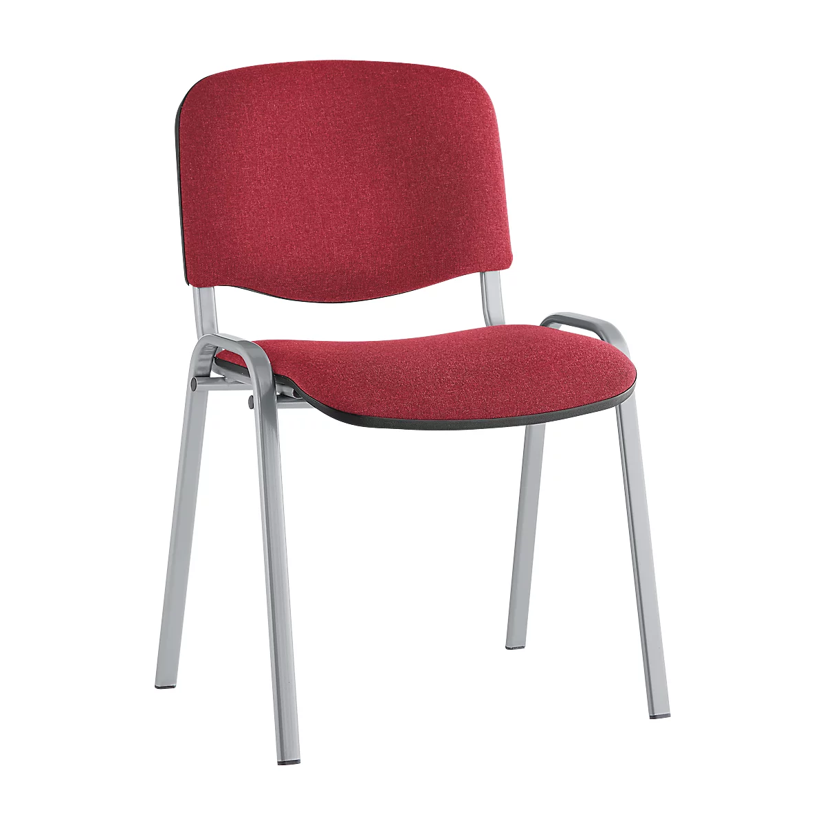 Besucherstuhl ISO Basic – stapelbar - Gestell alusilber - bordeaux