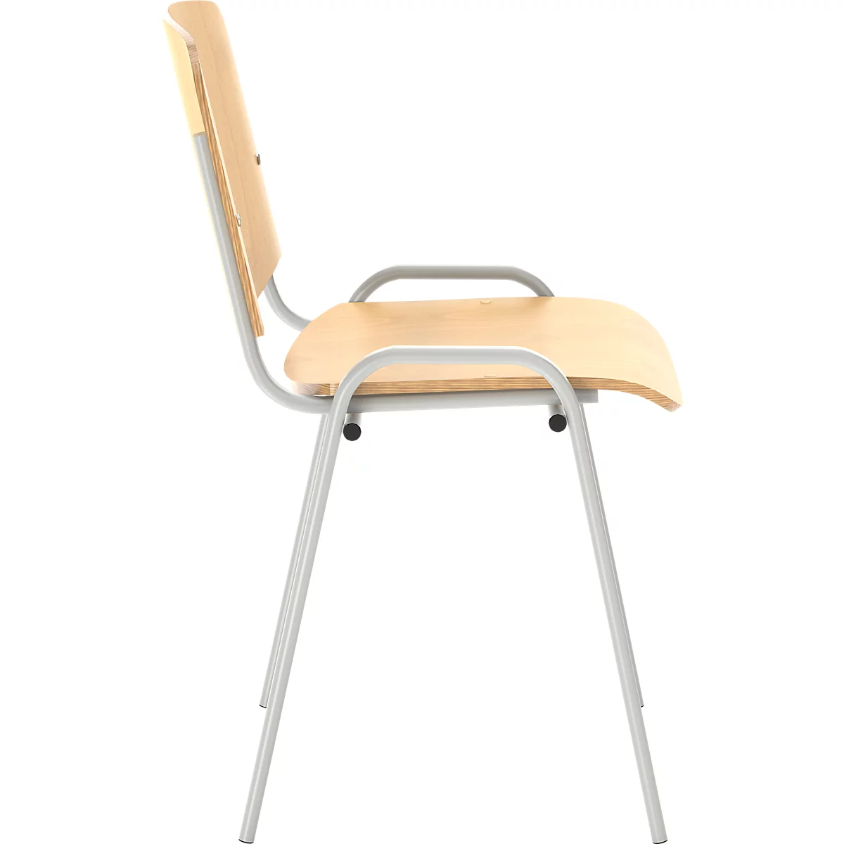 Besucherstuhl NowyStyl ISO WOOD, ohne Armlehnen, stapelbar bis 10 Stück, B 460 x T 400 x H 450 mm, Buche/alusilber