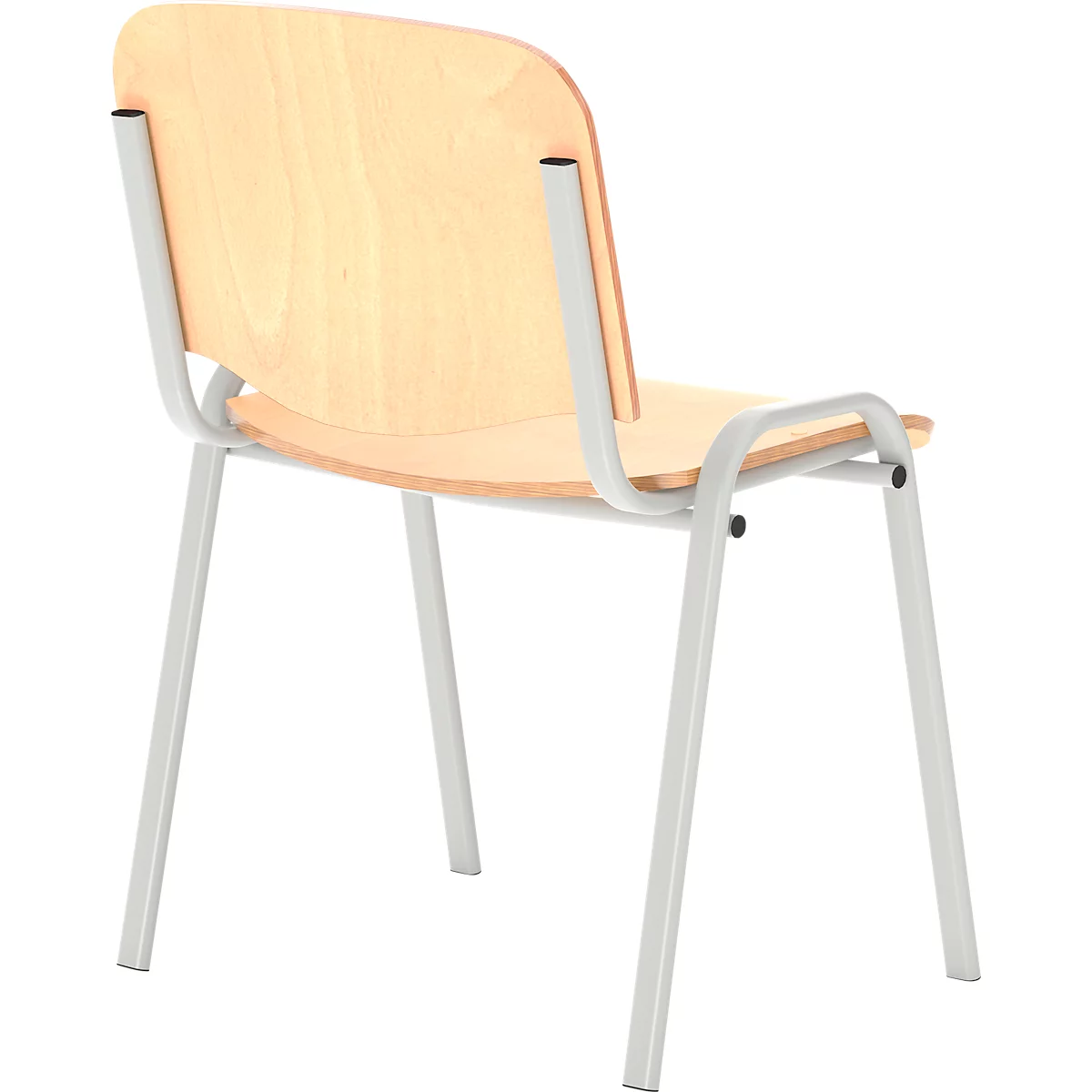 Besucherstuhl NowyStyl ISO WOOD, ohne Armlehnen, stapelbar bis 10 Stück, B 460 x T 400 x H 450 mm, Buche/alusilber