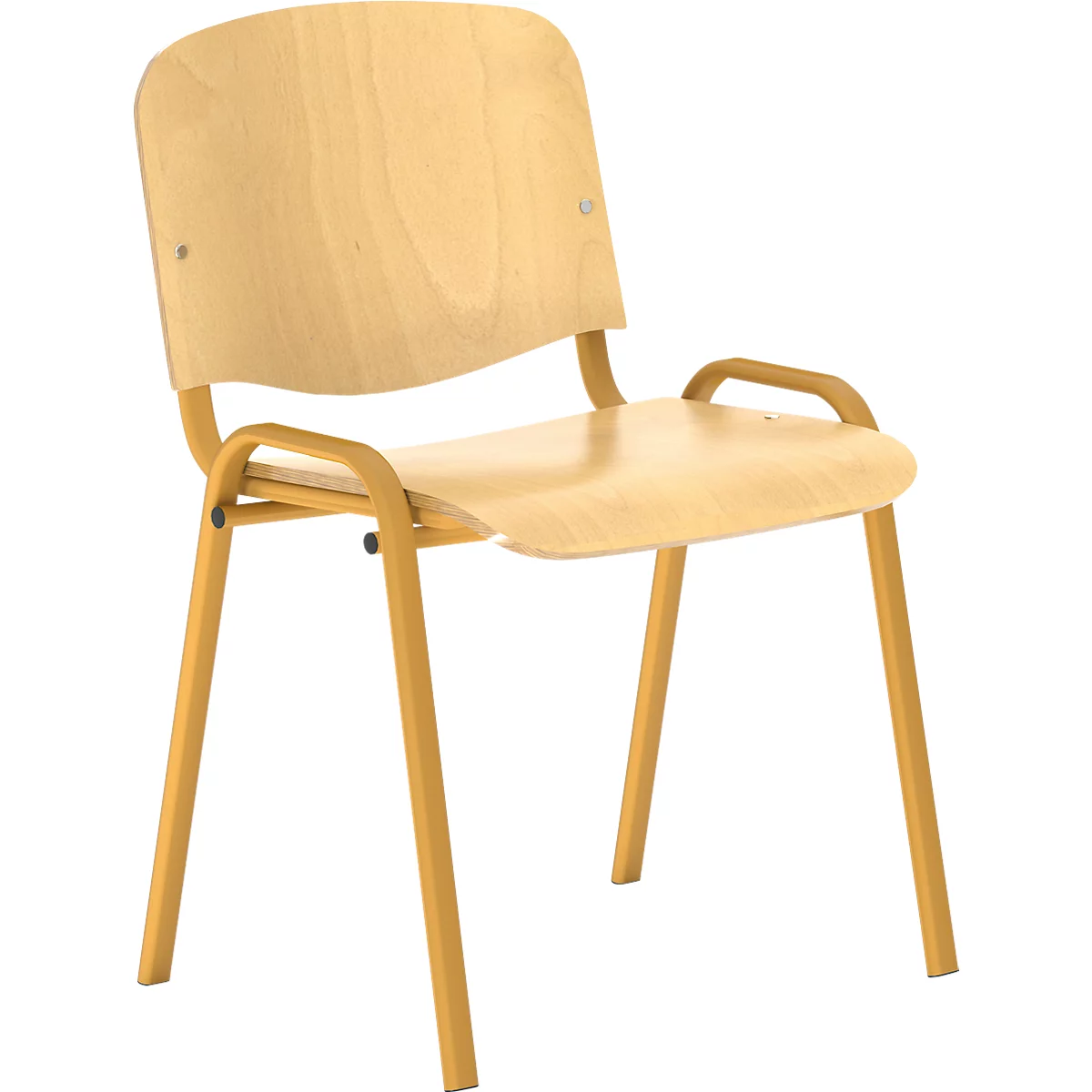 Besucherstuhl NowyStyl ISO WOOD, ohne Armlehnen, stapelbar bis 10 Stück, B 460 x T 400 x H 450 mm, Buche/gelb