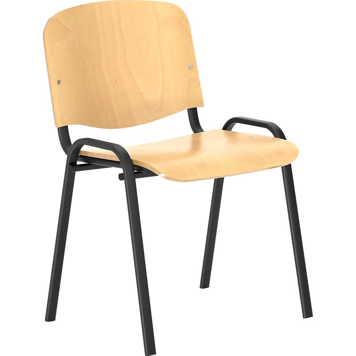 Besucherstuhl NowyStyl ISO WOOD, ohne Armlehnen, stapelbar bis 10 Stück, B 460 x T 400 x H 450 mm, Buche/schwarz