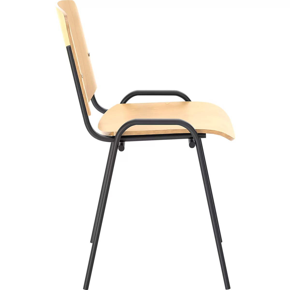 Besucherstuhl NowyStyl ISO WOOD, ohne Armlehnen, stapelbar bis 10 Stück, B 460 x T 400 x H 450 mm, Buche/schwarz