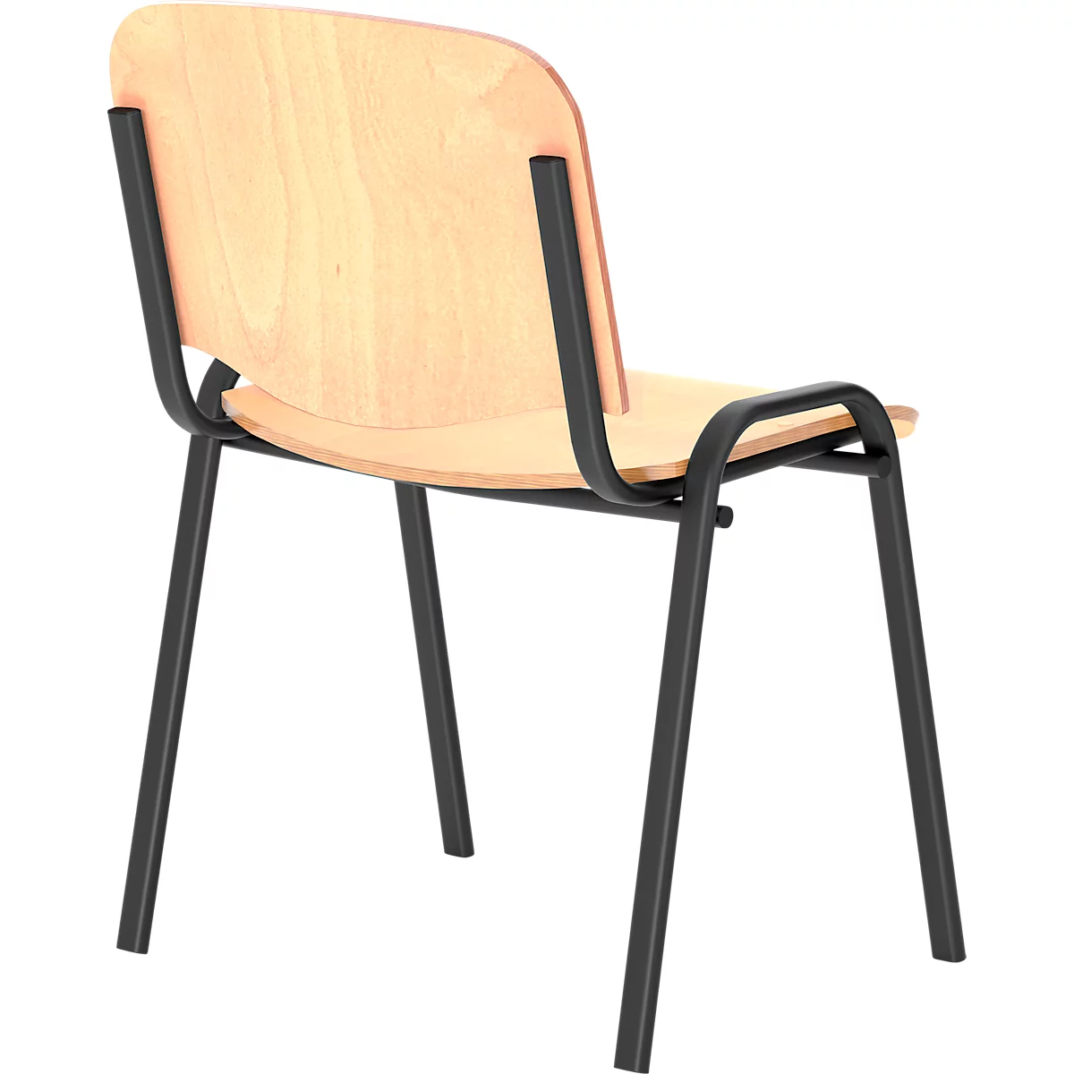 Besucherstuhl NowyStyl ISO WOOD, ohne Armlehnen, stapelbar bis 10 Stück, B 460 x T 400 x H 450 mm, Buche/schwarz