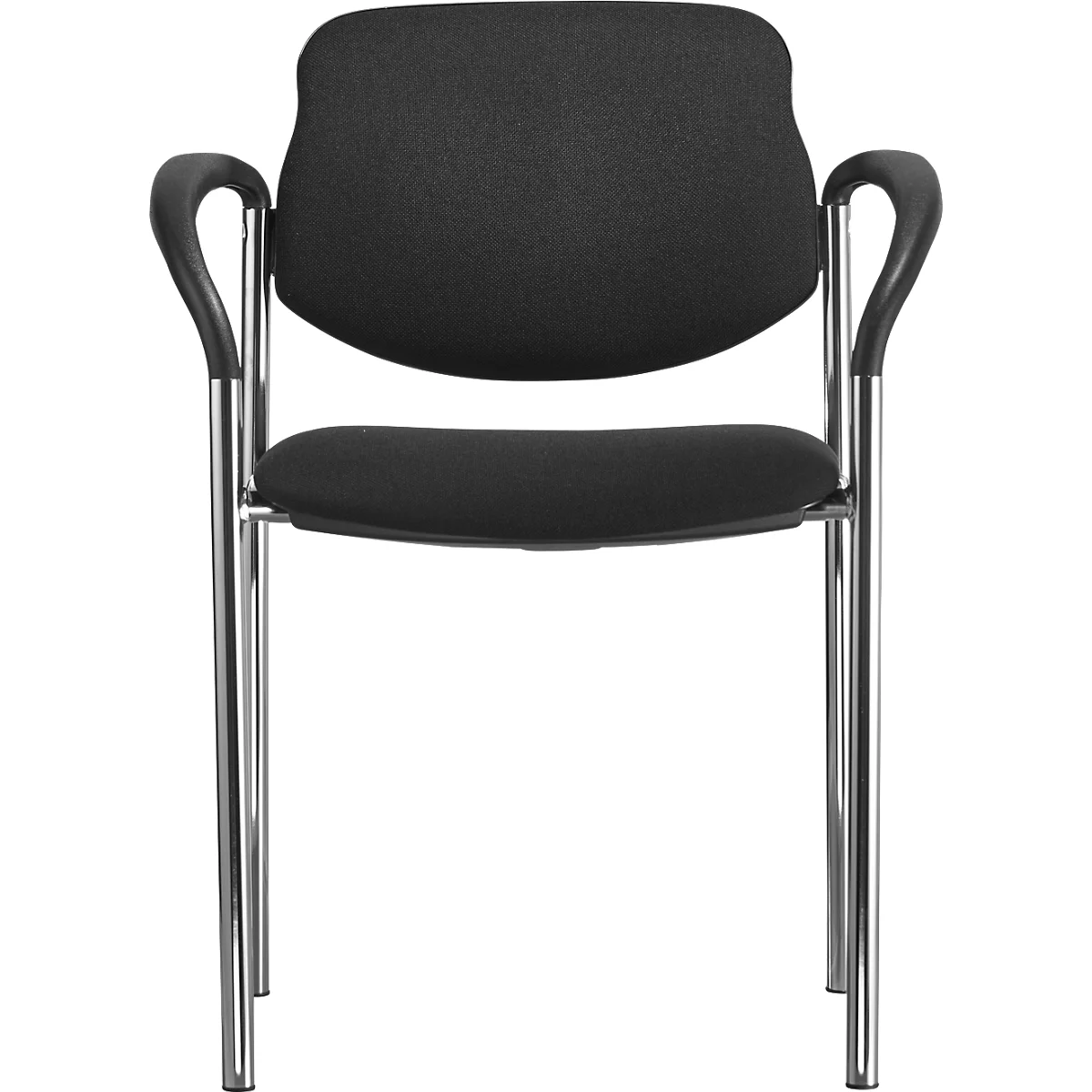 Besucherstuhl Styl, schwarz, verchromt, stapelbar bis zu 6 Stück
