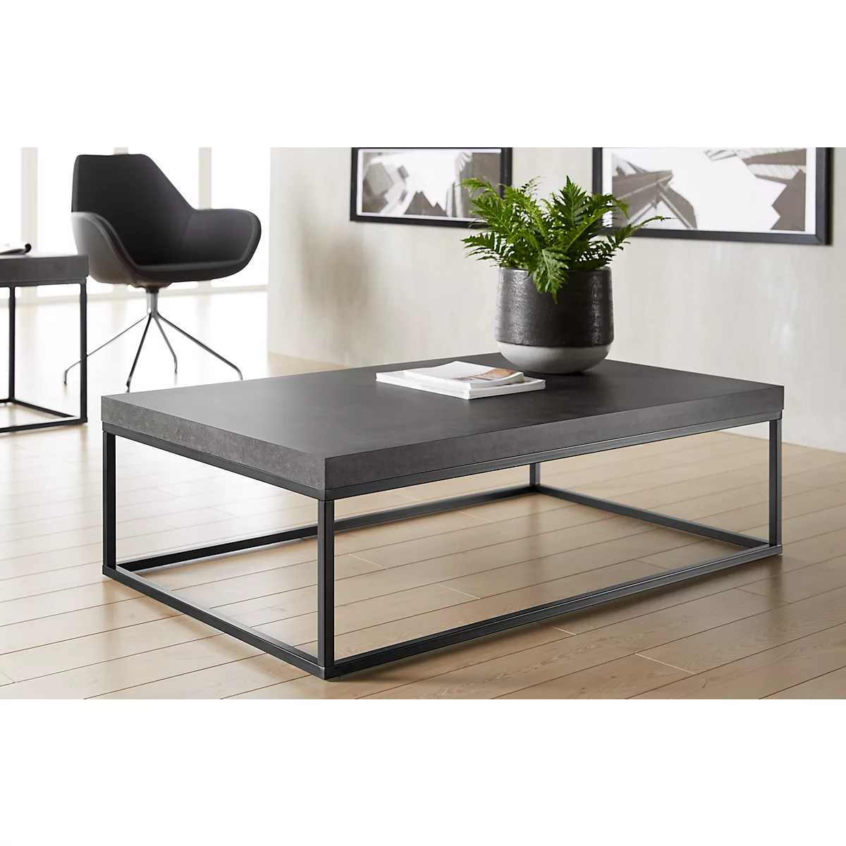 Betonnen bijzettafel, 1200 x 750 x 380 mm, zwart