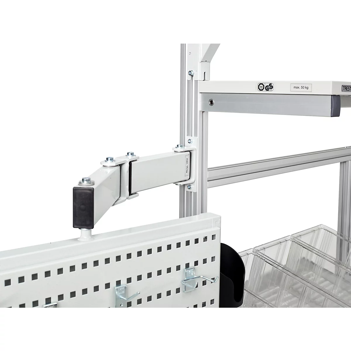 Bevestiging voor zwenkarm met hoogte 60 mm op aluminium profiel, ESD geleidend