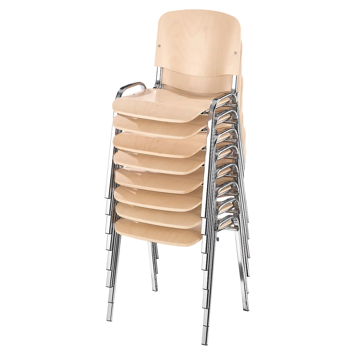 Bezoekers- of vergaderstoel Nowy Styl ISO WOOD, ergonomisch, stapelbaar, volledige set met 8 stuks