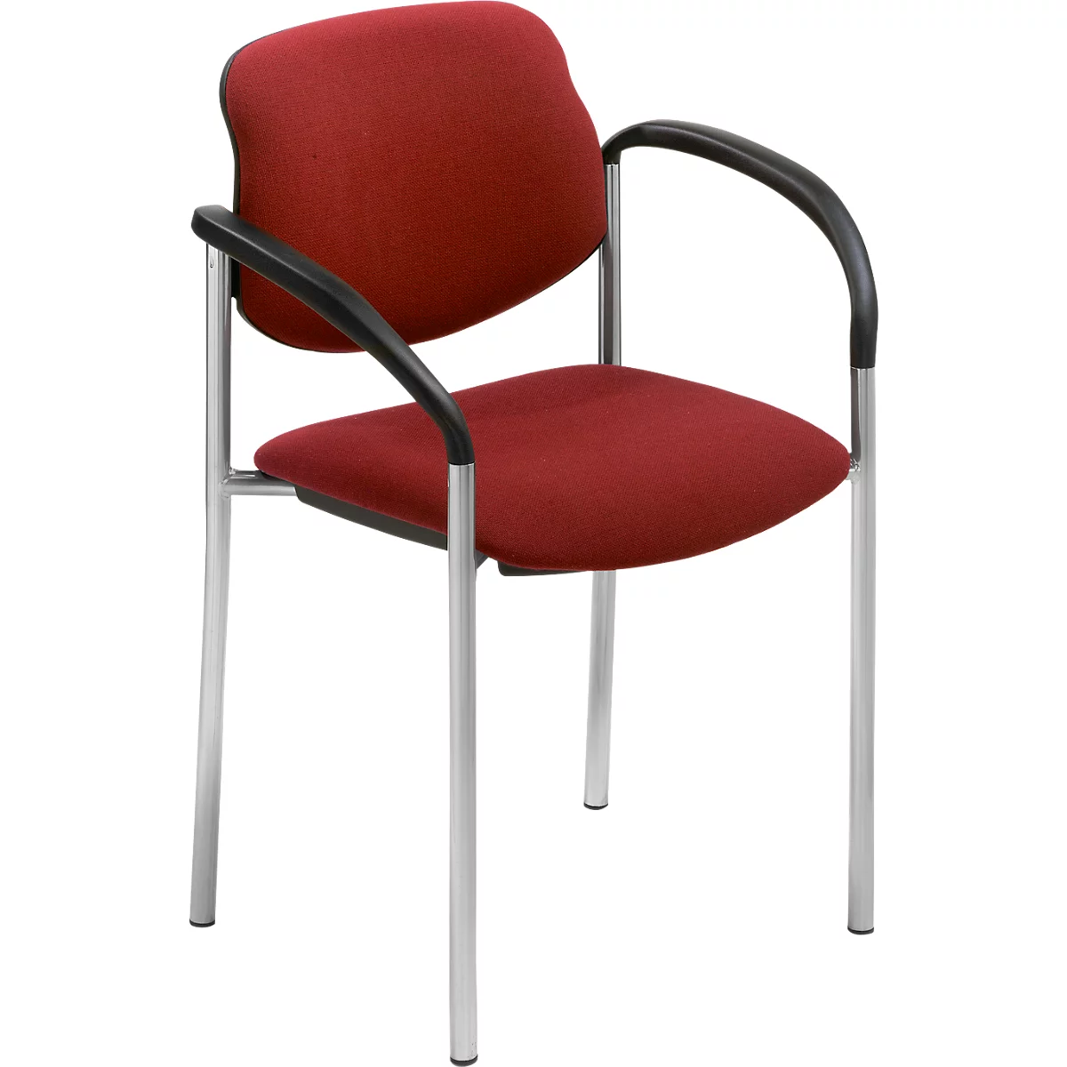 Bezoekersstoel Styl, bordeaux, aluminium zilver