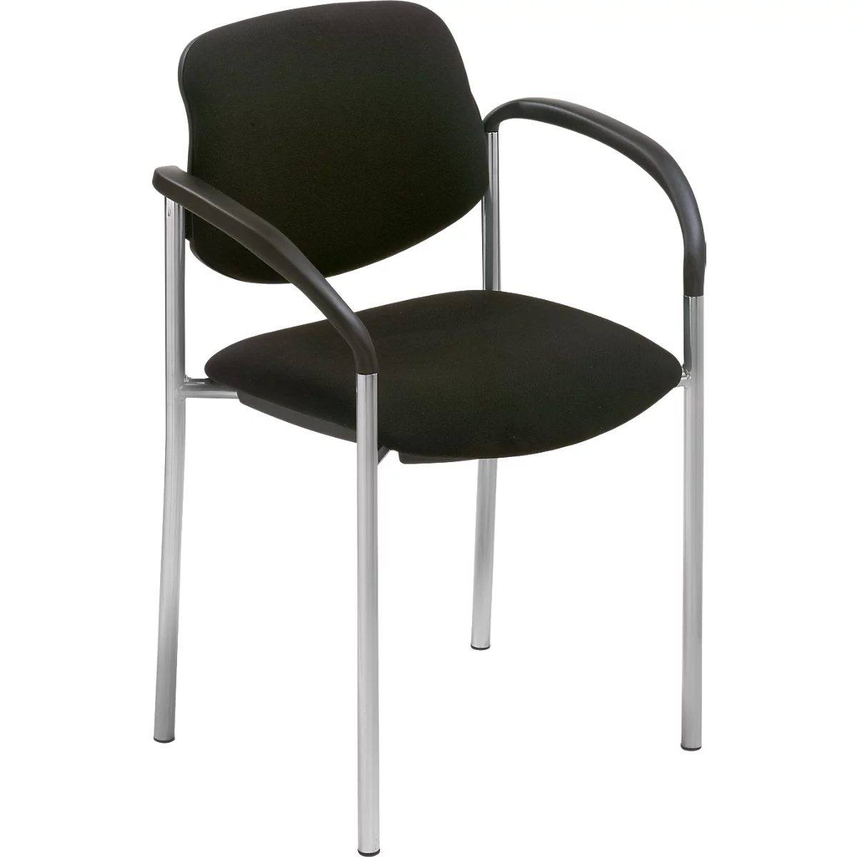 Bezoekersstoel Styl, zwart, aluminium zilver