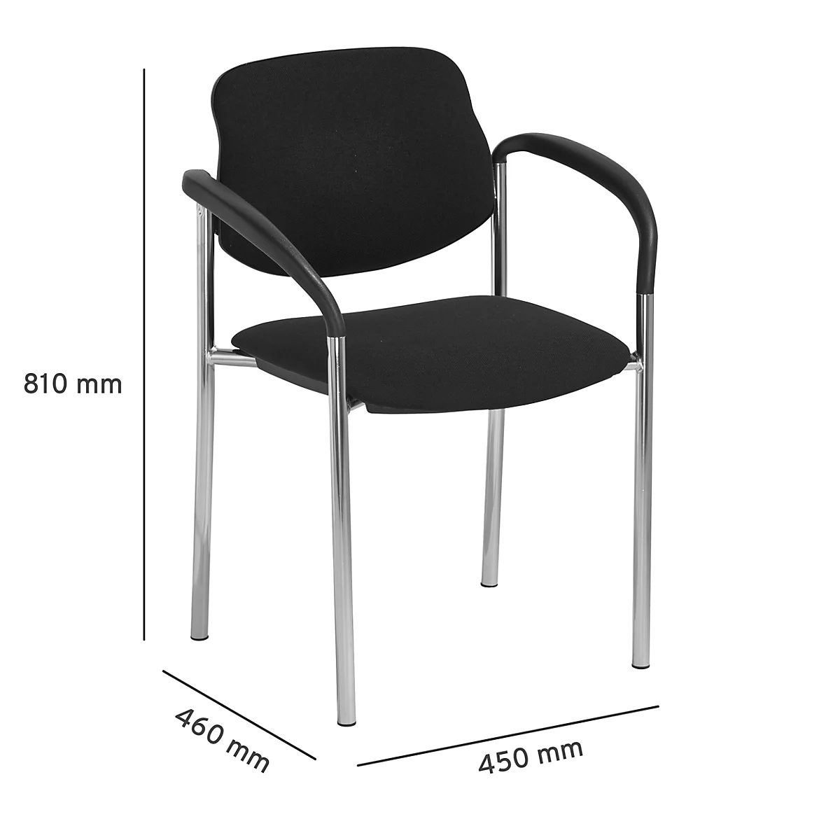Bezoekersstoel Styl, zwart, verchroomd