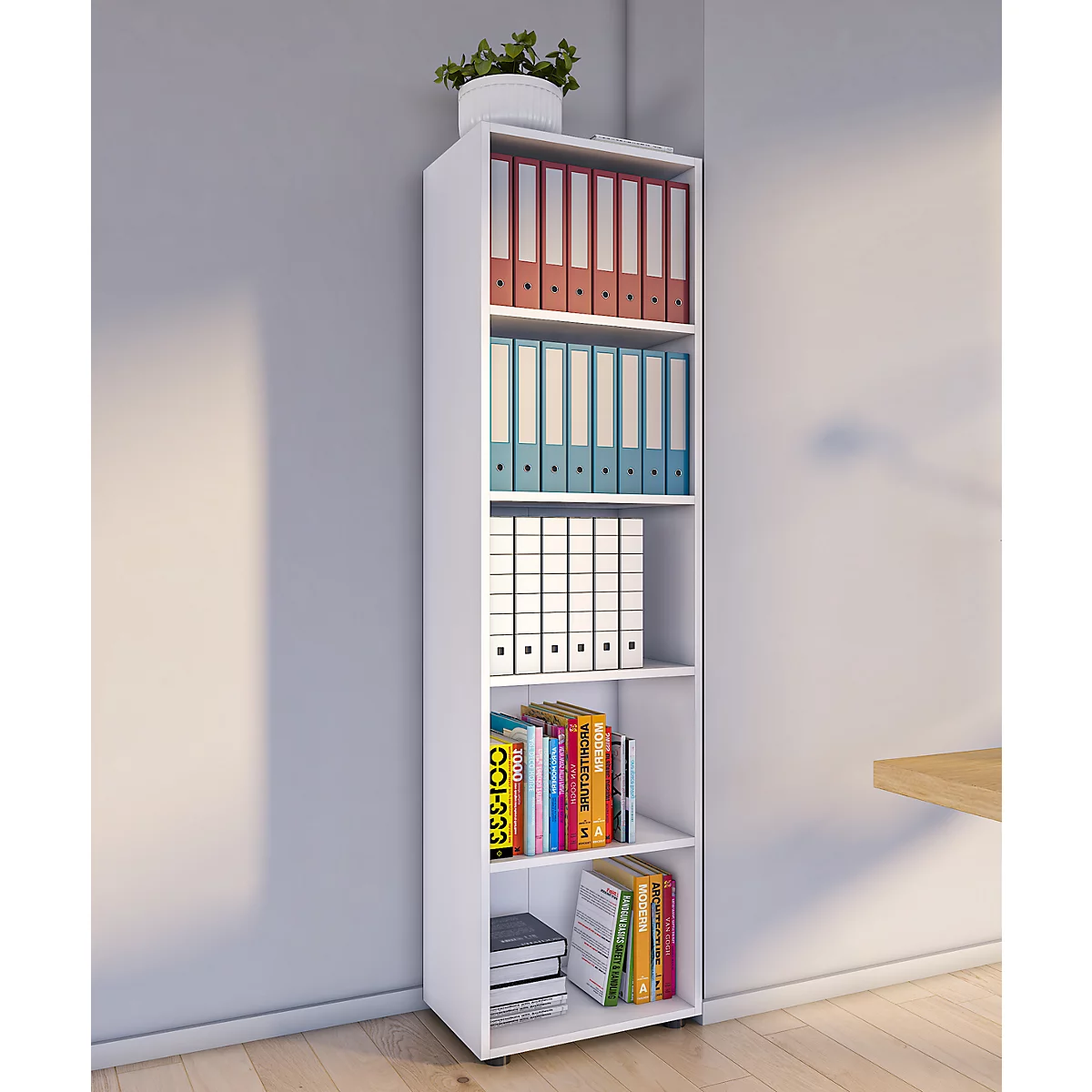 Bibliothèque - bois - L 490 x P 320 x H 1780 mm - blanc