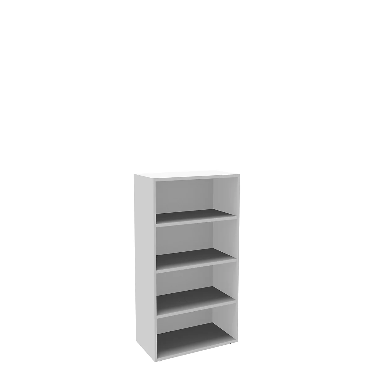 Bibliothèque étagère, 4 HC, panneau de particules fines, l. 800 P 450 x H 1580 mm, blanc