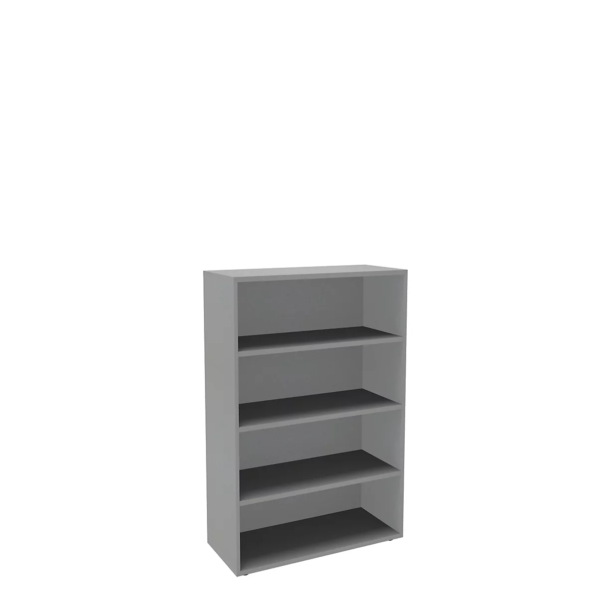 Bibliothèque étagère, panneaux de particules, 4 HC, l. 1000 x P 450 x H 1580 mm, argenté