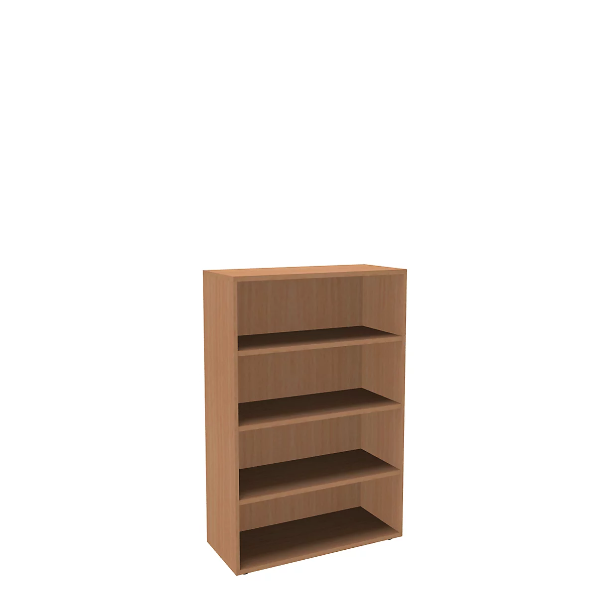 Bibliothèque étagère, panneaux de particules, 4 HC, l. 1000 x P 450 x H 1580 mm, décor hêtre