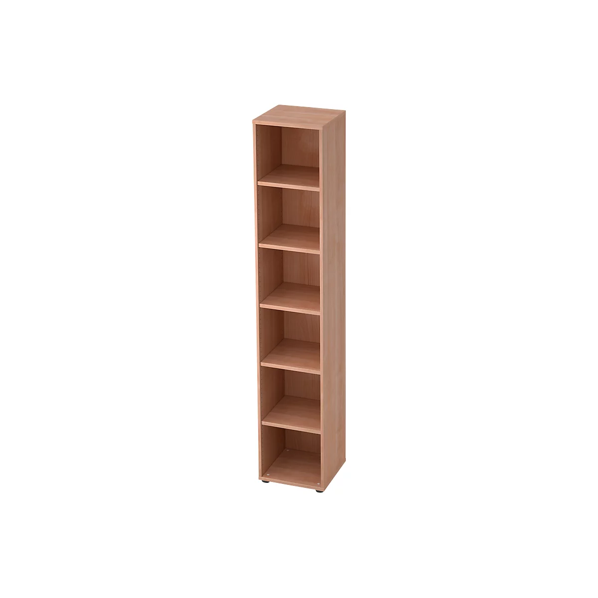 Bibliothèque étagère TOPAS LINE, 6 HC, 5 étagères, l. 400 x P 400 x H 2156 mm, décor noyer