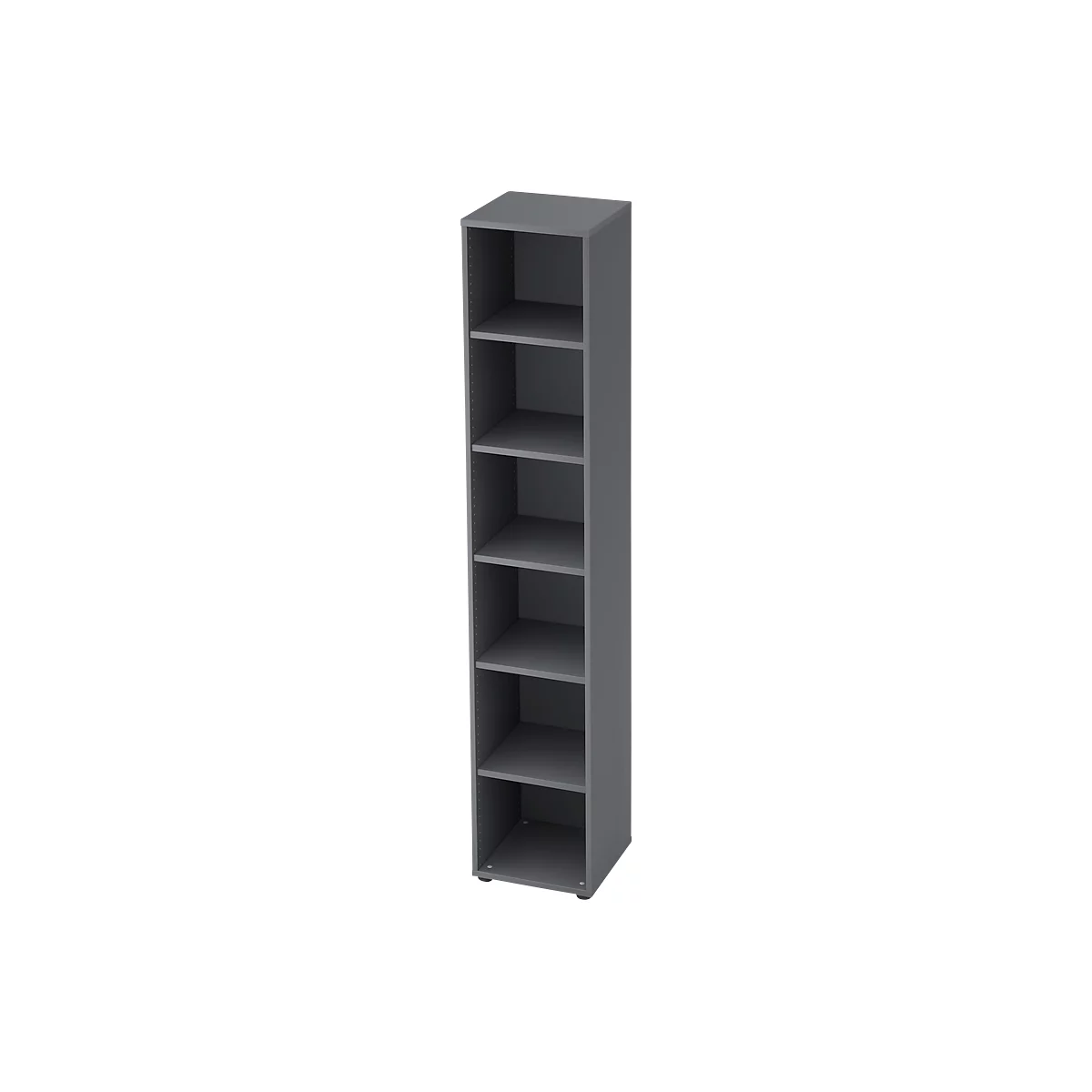 Bibliothèque étagère TOPAS LINE, 6 HC, 5 étagères, l. 400 x P 400 x H 2156 mm, graphite