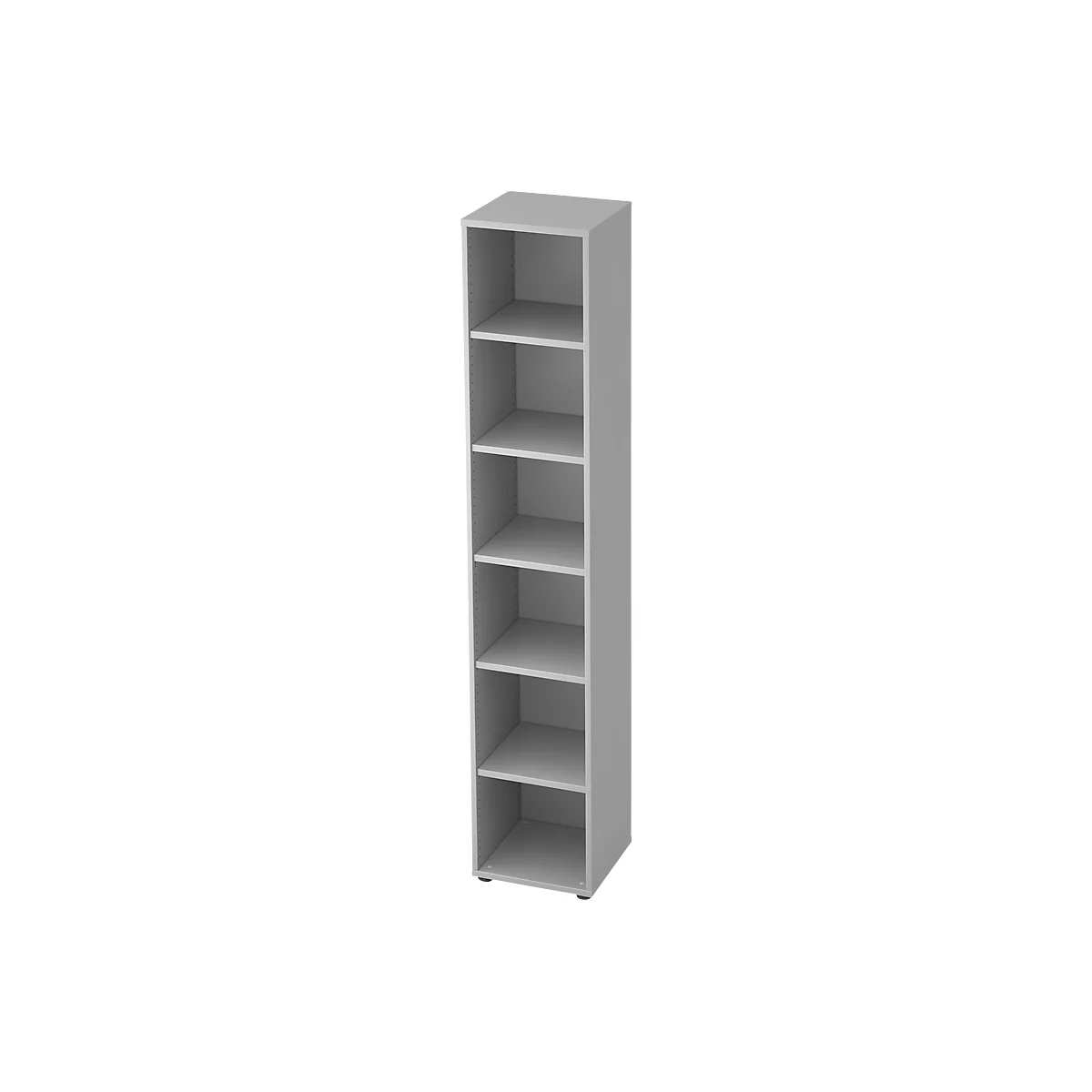 Bibliothèque étagère TOPAS LINE, 6 HC, 5 étagères, l. 400 x P 400 x H 2156 mm, gris clair
