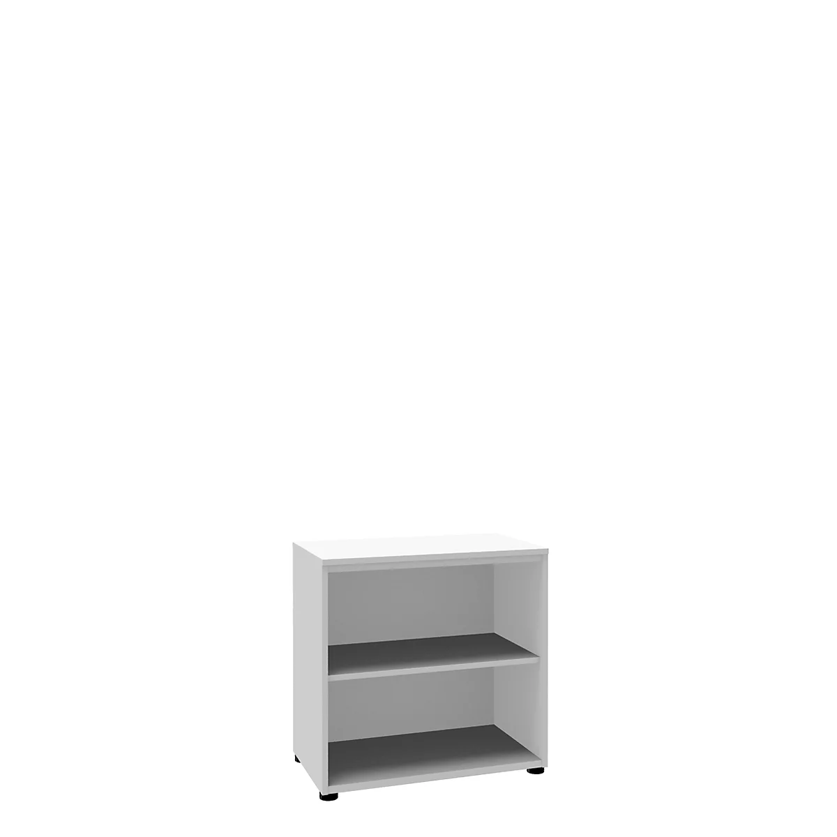 Bibliothèque étagères, 2 HC, en panneaux de particules fines, l. 800 x P 450 x H 820 mm, blanc