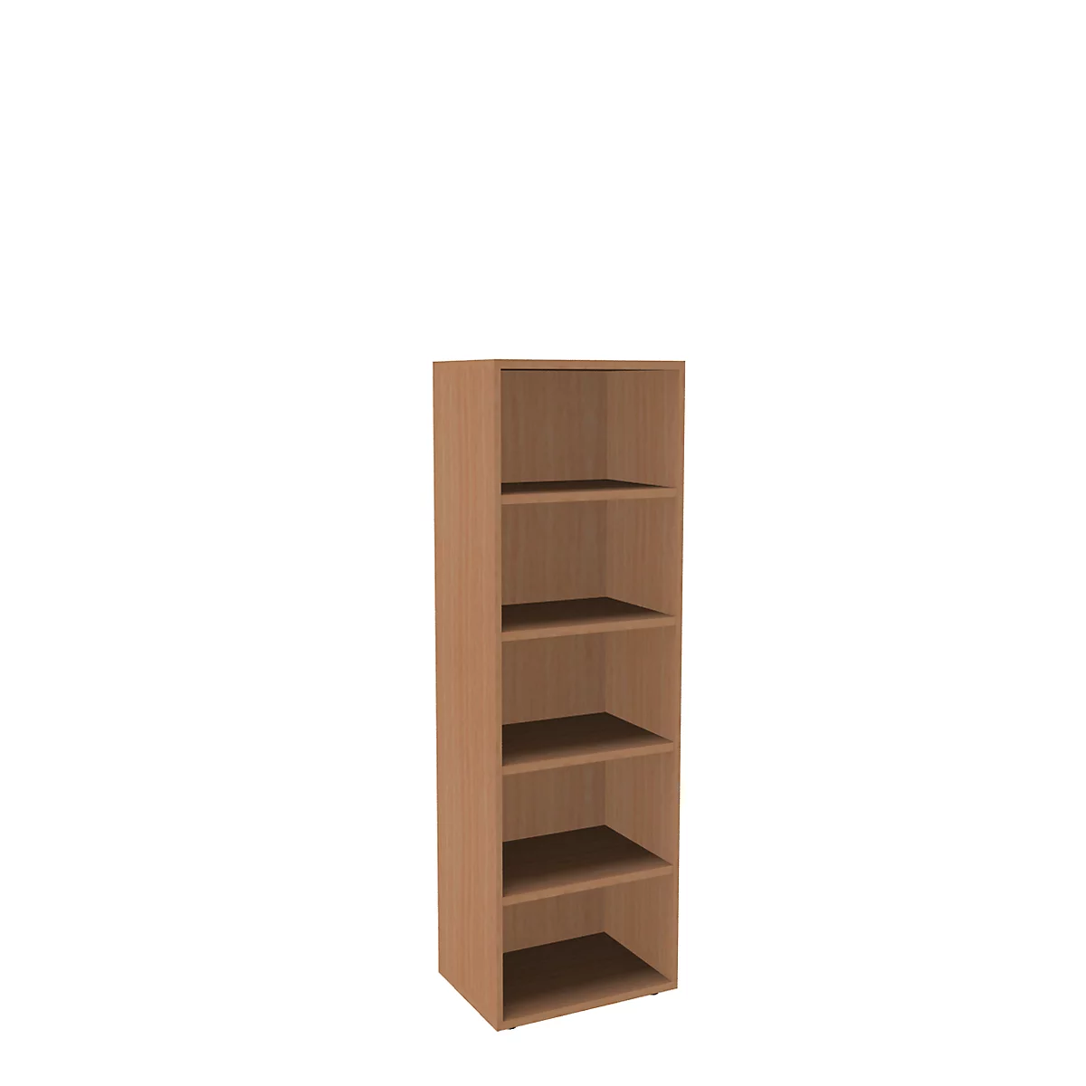 Bibliothèque étagères, 5 HC, en panneaux de particules fines, l. 600 x P 450 x H 1930 mm, décor hêtre