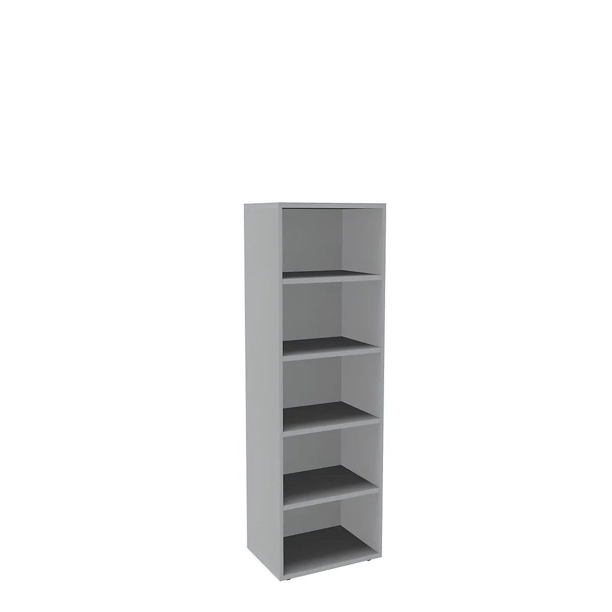 Bibliothèque étagères, 5 HC, en panneaux de particules fines, l. 600 x P 450 x H 1930 mm, gris clair