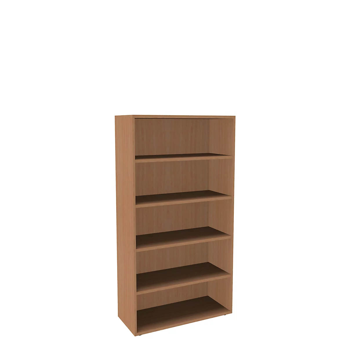 Bibliothèque étagères, 5 HC, panneau de particules fines, l. 1000 x P 450 x H 1930 mm, décor hêtre