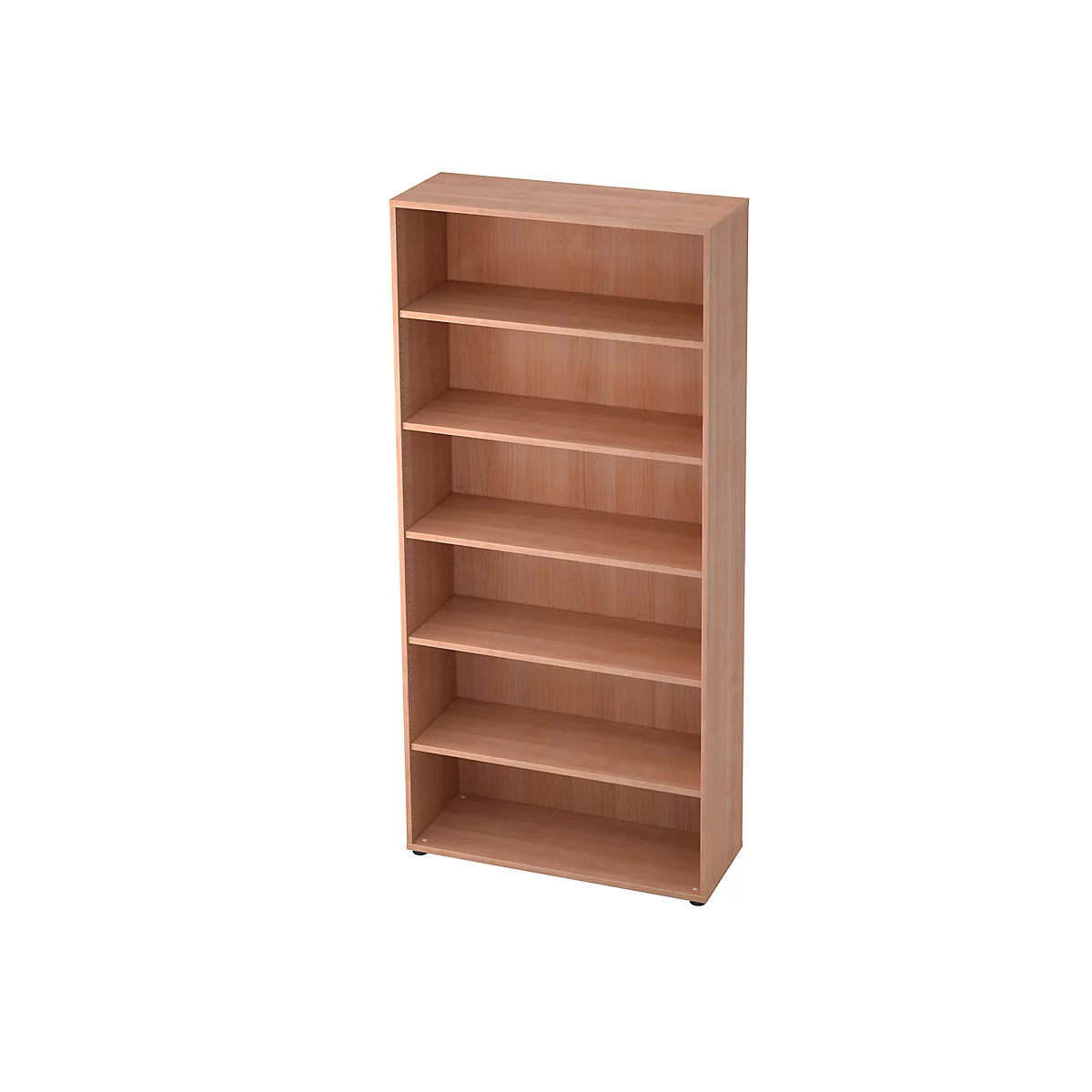 Bibliothèque étagères, 5 HC, panneau de particules, l. 1000 x P 400 x H 2004 mm, décor noyer