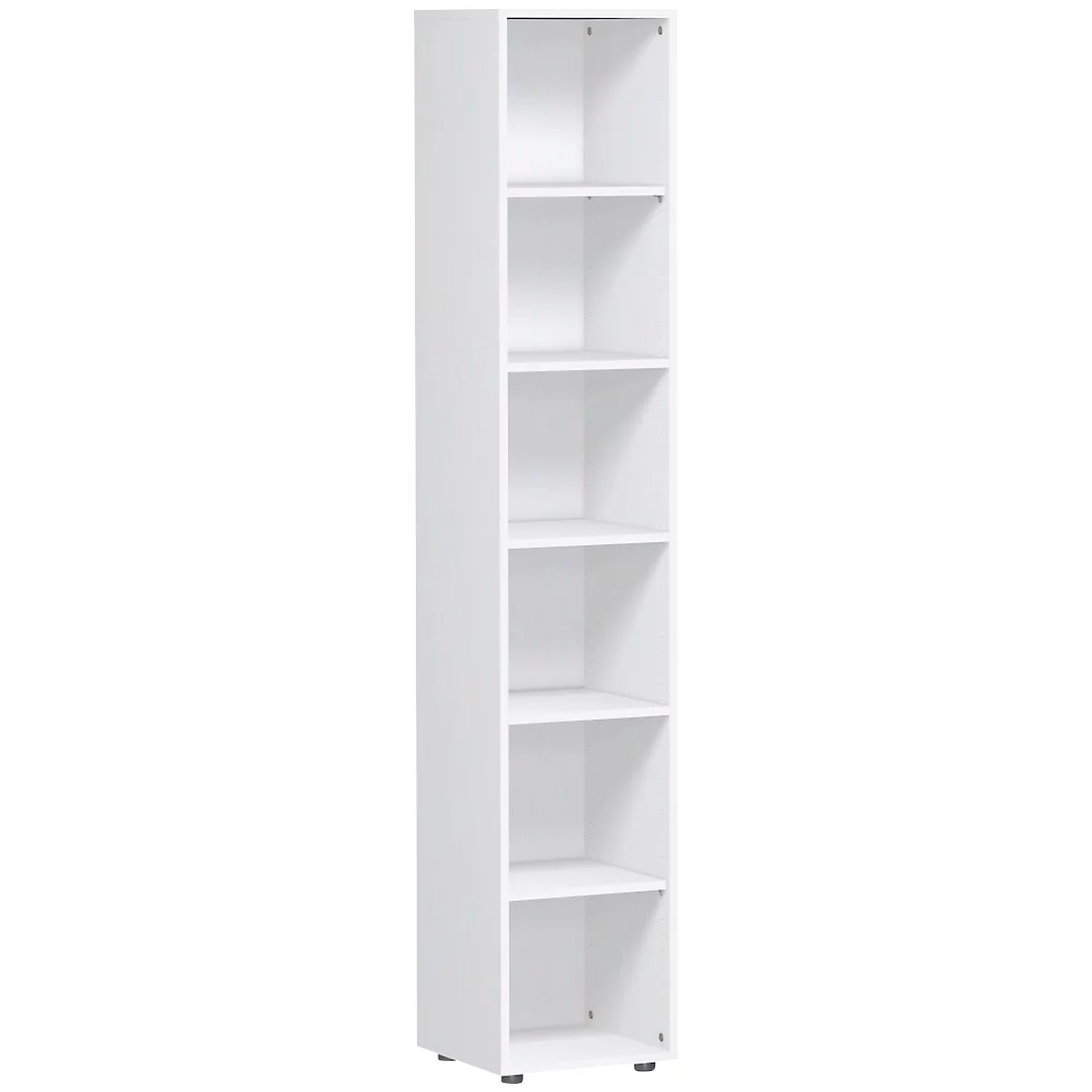 Bibliothèque étagères, 6 HC, 5 étagères, l. 400 x P 400 x H 2160 mm, blanc
