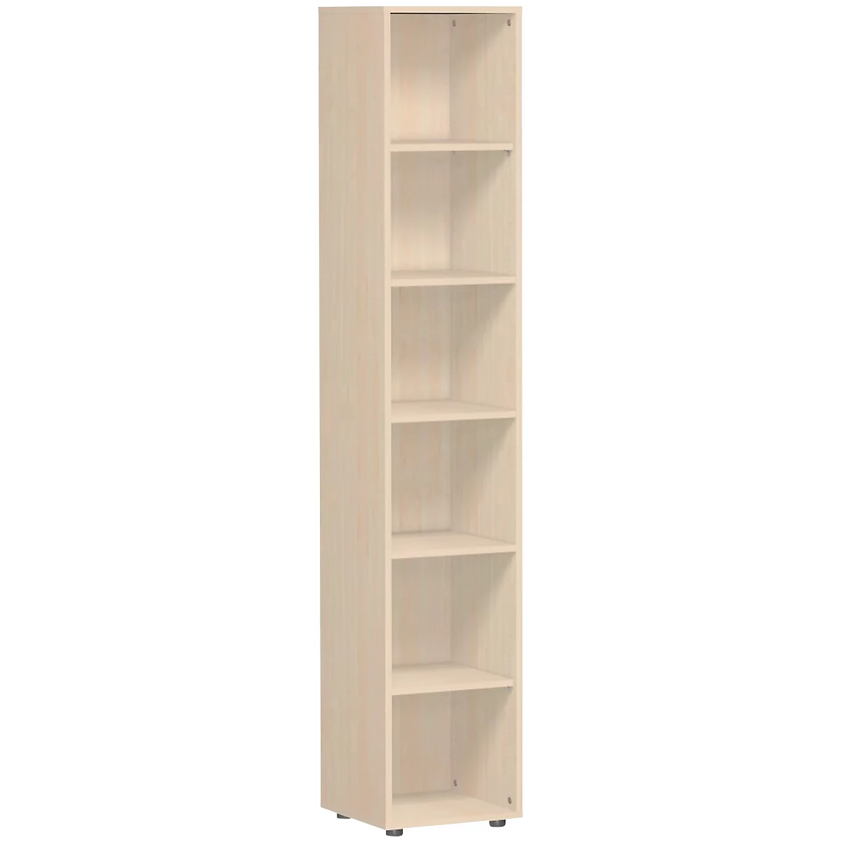 Bibliothèque étagères, 6 HC, 5 étagères, l. 400 x P 400 x H 2160 mm, décor érable