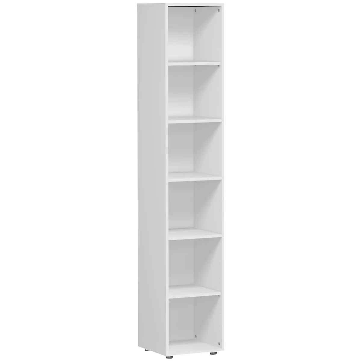 Bibliothèque étagères, 6 HC, 5 étagères, l. 400 x P 400 x H 2160 mm, gris clair