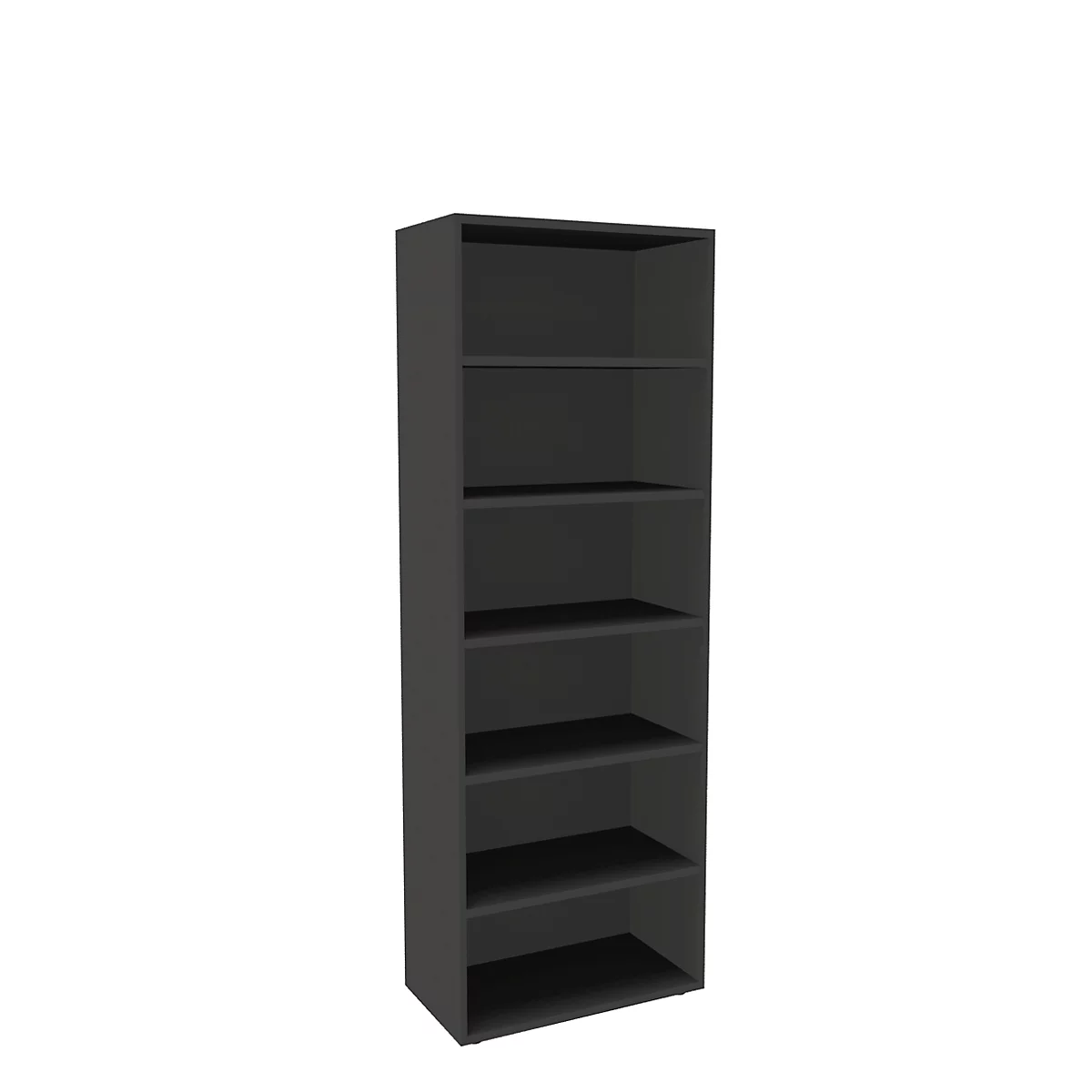 Bibliothèque étagères, 6 HC, en panneaux de particules fines, l. 800 x P 450 x H 2300 mm, graphite