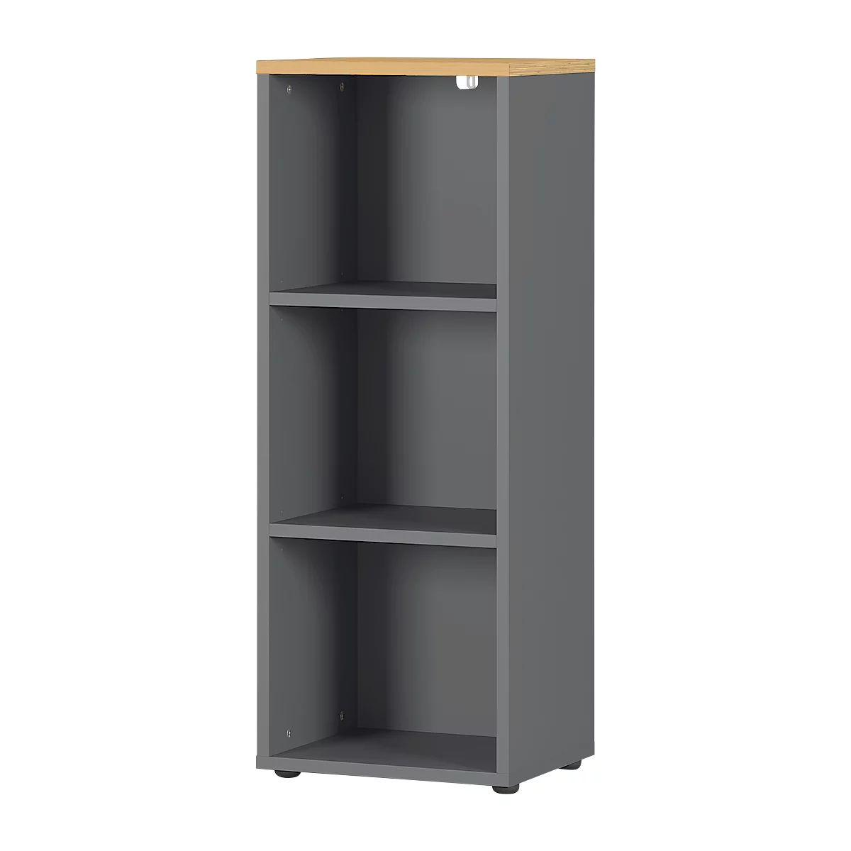 Bibliothèque étagères Agenda Home, 3 HC, L 450 x P 400 x H 1200 mm, graphite/chêne