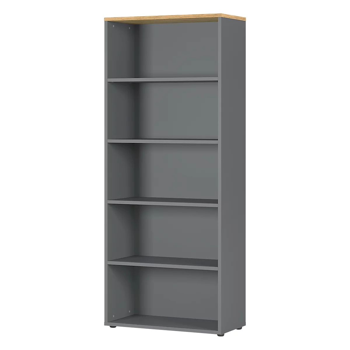 Bibliothèque étagères Agenda Home, 5 HC, L 800 x P 400 x H 1970 mm, graphite/chêne